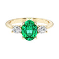 14k Solid Gold 1.25 Ct Oval Colombian Emerald & Diamond Ring