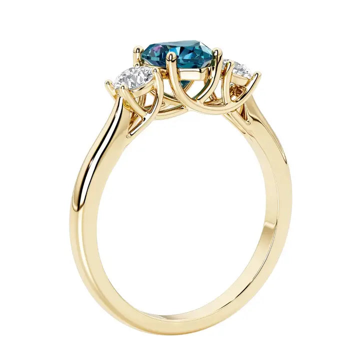 14k Gold Heart Alexandrite & Diamond Ring