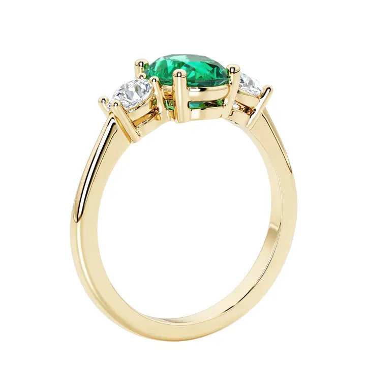 14k Solid Gold 1.25 Ct Oval Colombian Emerald & Diamond Ring