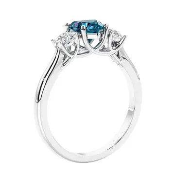 14k Gold Heart Alexandrite & Diamond Ring