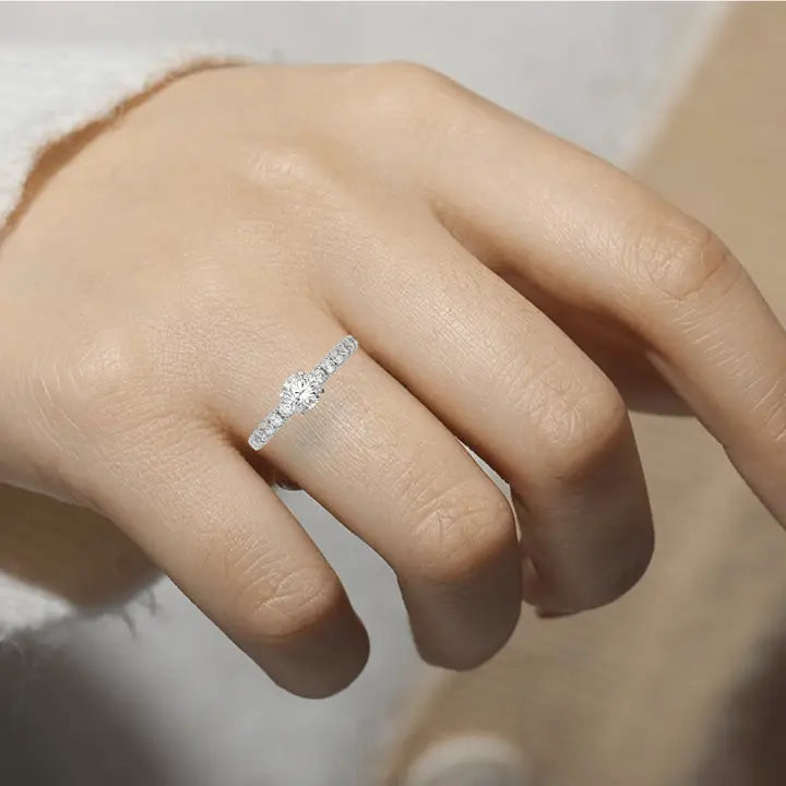 14K White Gold Lab-Created Diamond Solitaire Engagement Ring