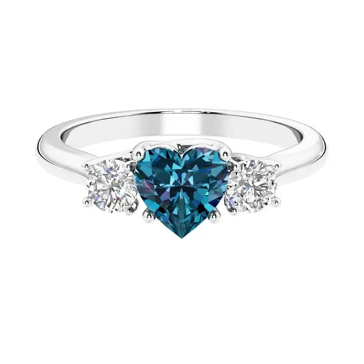 14k Gold Heart Alexandrite & Diamond Ring