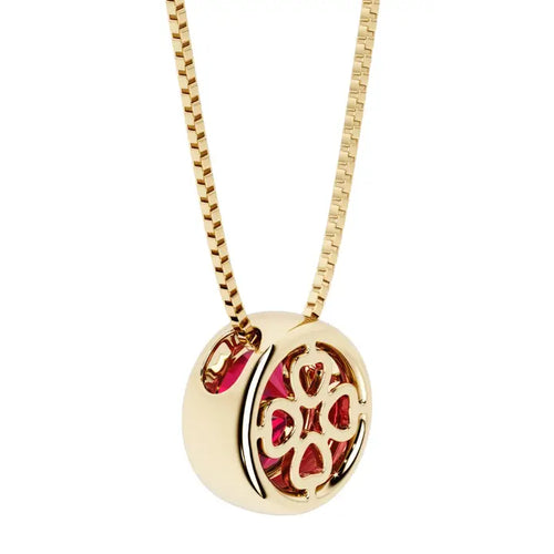 14k Gold 2.75Ct Round Bezel Ruby Sapphire Solitaire Pendant