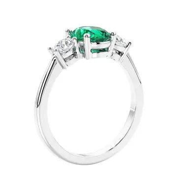 14k Solid Gold 1.25 Ct Oval Colombian Emerald & Diamond Ring