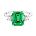 14k Gold Antique Emerald Cut Colombian Emerald, Diamond Ring