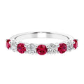 14k Gold 1.25Ctw Round Ruby & Diamond 9-Stone Ring